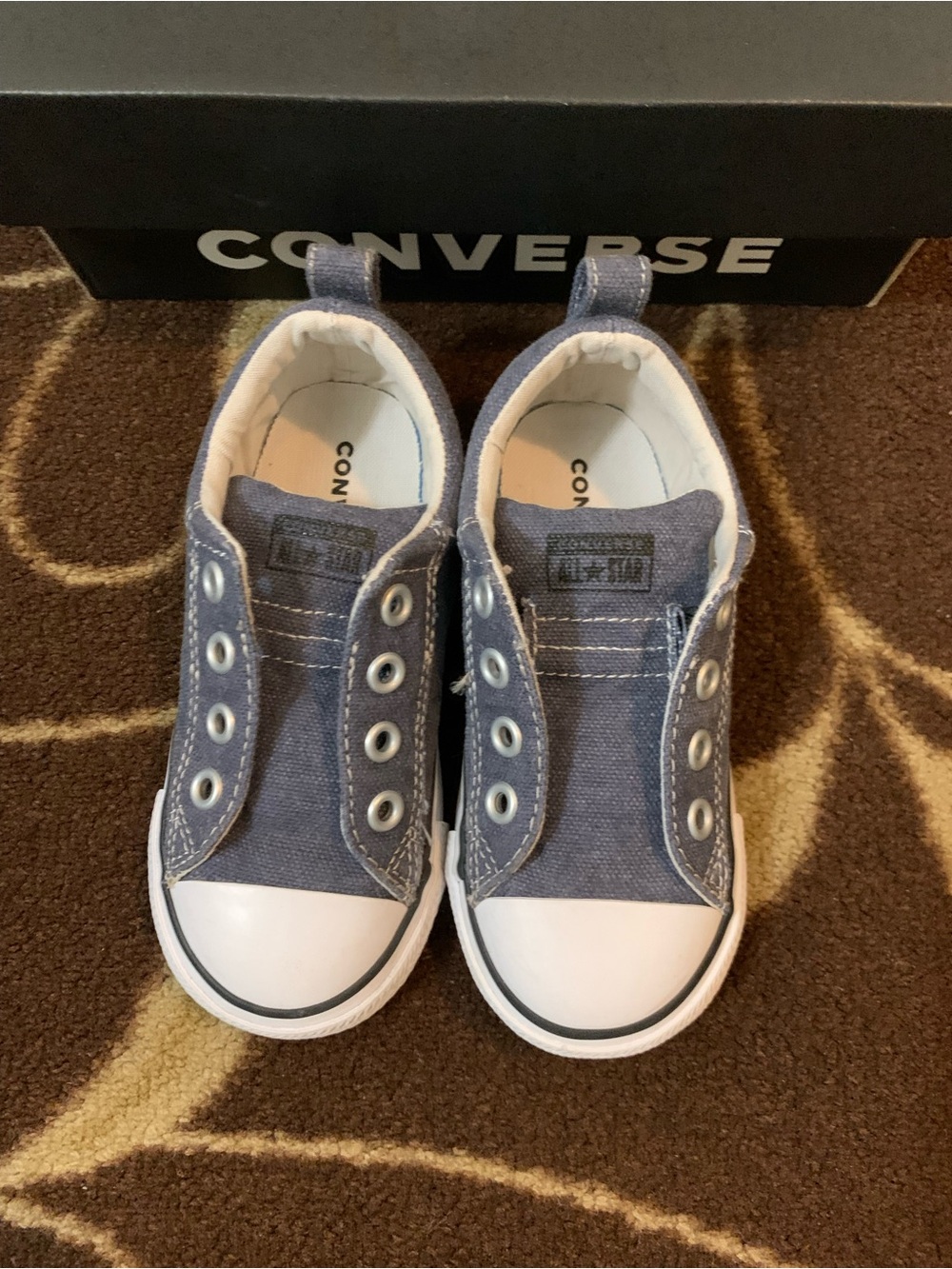 Converse Kids Slip-On Canvas Sneakers in Denim Blue